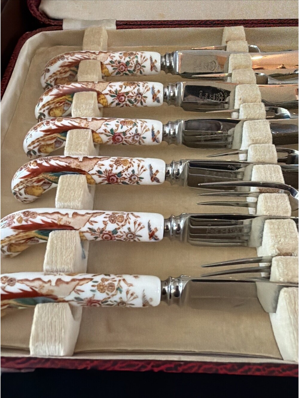 Royal Crown Derby Imari Porcelain Handle Knife Fork Set 12 Pc Service for 6